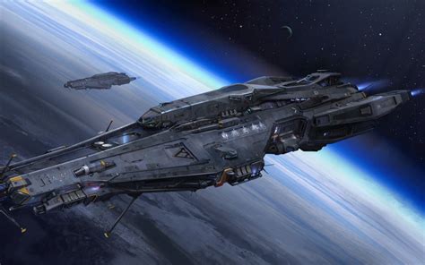 Gray Spaceship Digital Wallpaper Space Ship Planet Futuristic Hd