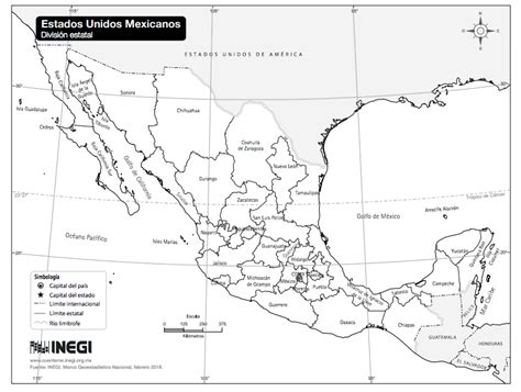 Mapa De México Con Y Sin Color Nombres Y Otros Elementos