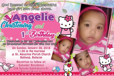 Illustrated venue photo card style. Sample Tarpaulin and Invitation for Christening and First ...