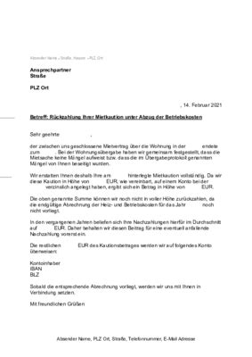 Antworten auf fragen zur mietkaution, deren fälligkeit, der höhe der mietkaution, der anlage der mietkaution rechtsberater jörg hänsel vom mieterverein köln. Mietkaution Rückzahlung Kautionsabrechnung Vermieter ...