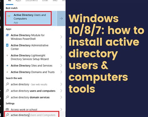 To work with windows 10 active directory users and computers, it is required to install remote server administration tools for windows 8 or windows 10. Windows 10/8/7: how to install active directory users ...