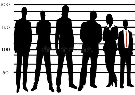 Police Line Up Silhouettes Stock Vector Illustration Of Prisoner