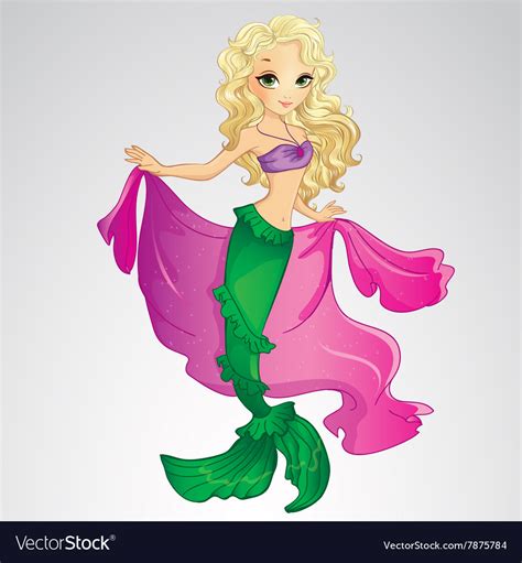 Mermaid With Long Curly Hair Royalty Free Vector Image