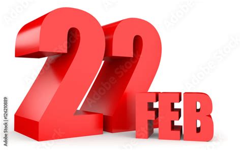 February 22 Text On White Background Stock Photo And Royalty Free