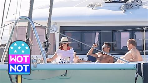 simon cowell and girlfriend lauren silverman holiday in barbados on catamaran youtube