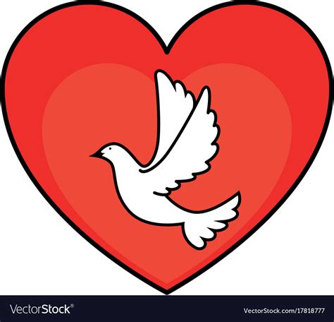 Heart With Dove Of Peace Icon Royalty Free Vector Image