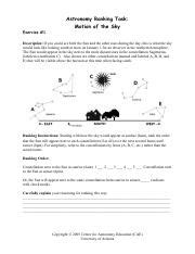 Astronomy ranking task motion of the sky exercise 2 answers