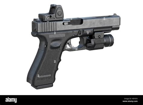 Gun Weapon Handgun With Modern Scope 3d Rendering Stock Photo Alamy