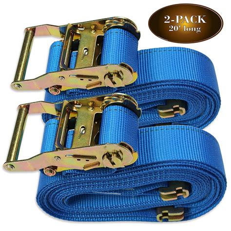 TWO 2" x 20' E Track Ratcheting Strap Heavy Duty Cargo TieDowns