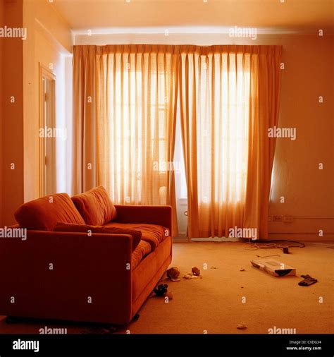 Sofa In Messy Living Room Stock Photo Alamy