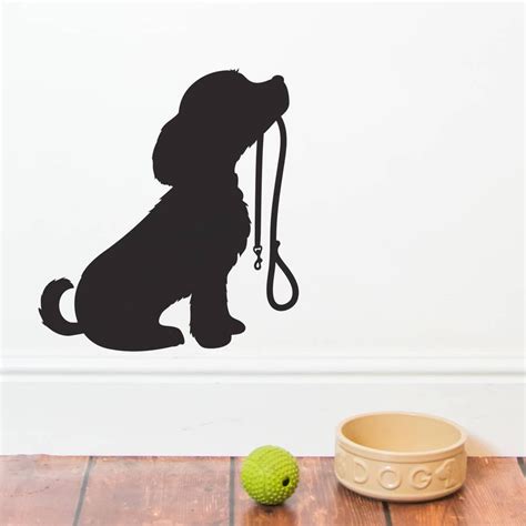Cute Dog Silhouette Wall Decals Living Room Home Decor Puppy With Lead