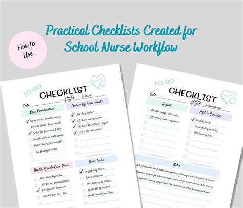 School Nurse Printable Checklist School Nurse To Do List School Nurse