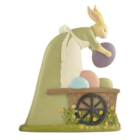 Resin Easter Rabbit Bunny Figurine Statue With Egg Basket Ennas