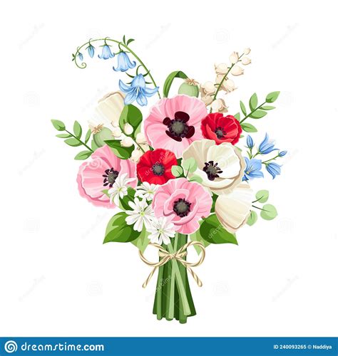 Bouquet Of Colorful Flowers Vector Illustration Stock Vector