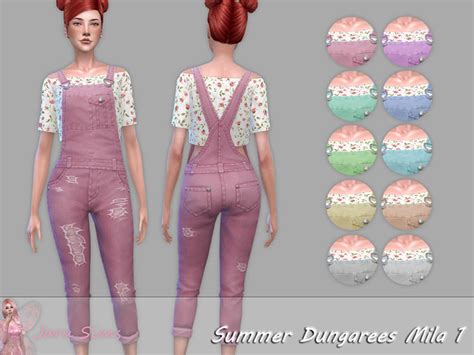 Summer Dungarees Mila 1 By Jaru Sims At Tsr Sims 4 Updates