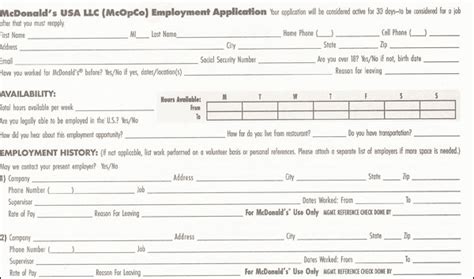 Mcdonalds Application Form Fill And Sign Printable Te