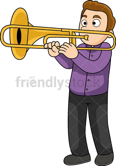 Black and white trombone instrument, musical instruments, trombone png. Man Playing The Trombone Cartoon Vector Clipart - FriendlyStock