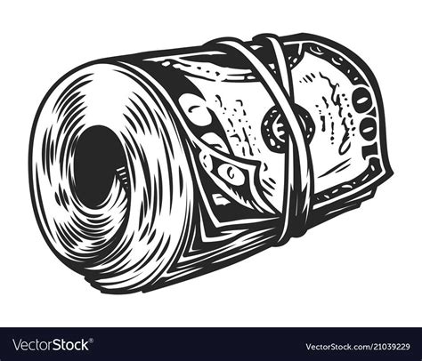 Vintage Money Roll Template With One Hundred Dollars Banknotes Isolated