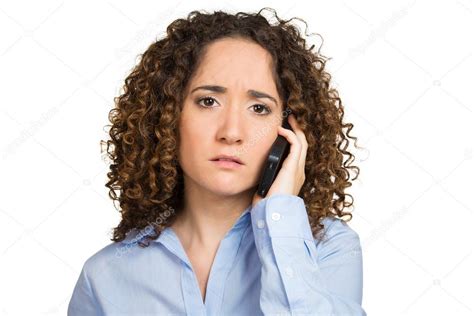 Triste Mujer Hablando Por Teléfono Móvil — Foto De Stock 53687783