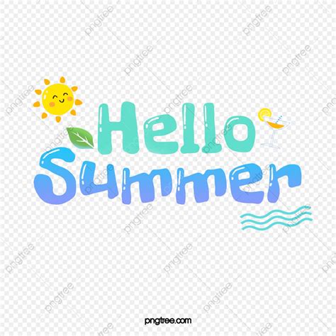 Hello Summer Hd Transparent Hand Drawn Hello Summer Summer Sun Drink