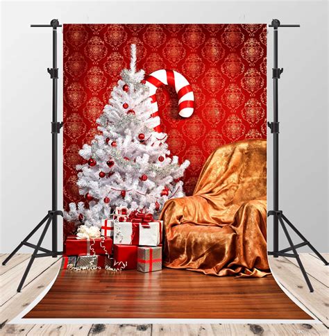 2020 White Christmas Tree Photo Backgrounds Wood Floor Backdrop For