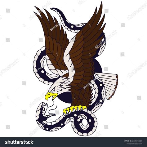 American Eagle Snake Tattoo Stock Vector Royalty Free 2139347117