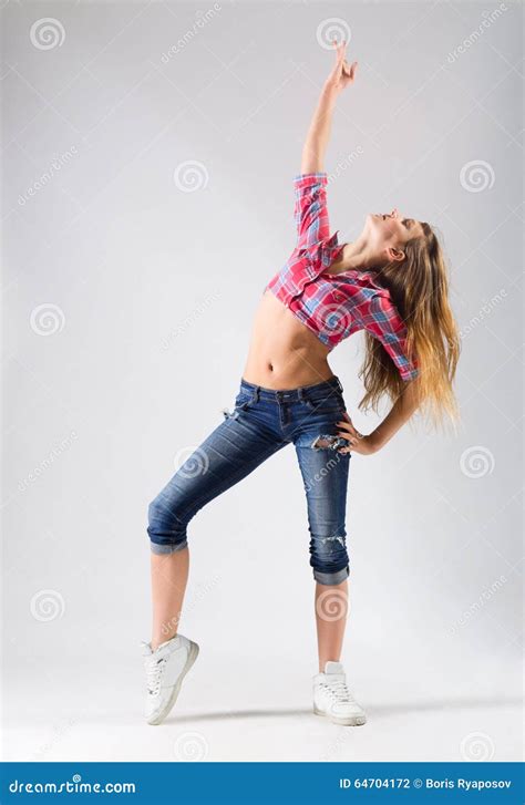 Young Modern Dancing Girl In Jeans Stock Photo Image Of Girl