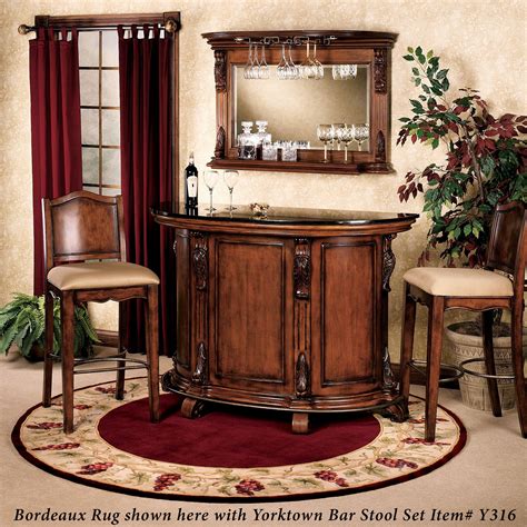 The stools are upholstered in a medium grey, textured fabric, neutral enough for any setting. Bordeaux Border Round Area Rug (With images) | Bar ...