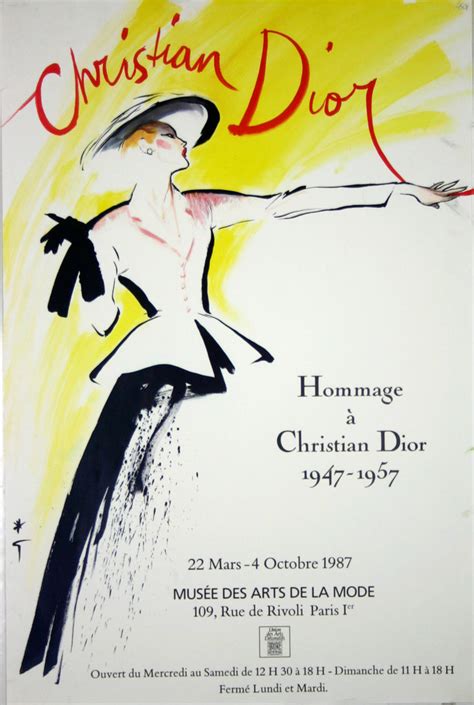 Affiche Rene Gruau Hommage à Christion Dior 1987 French Vintage
