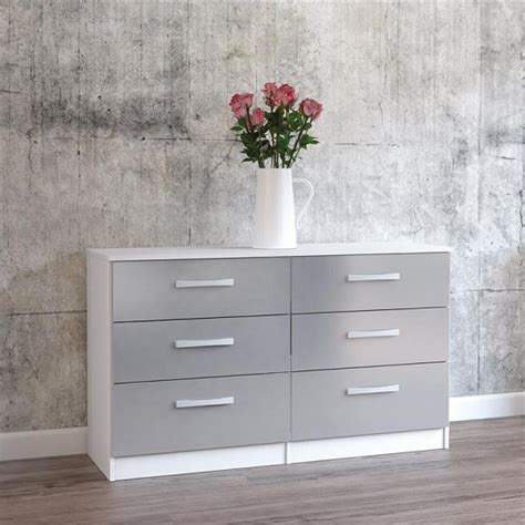 These drawers are hardy and built to last; Carola Chest Of Drawers In White Grey High Gloss With 6 ...