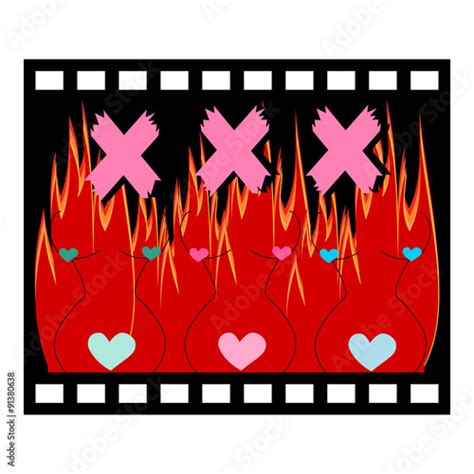 XXX Symbol And Woman Shape On Fire In Film Vector Stock Image And