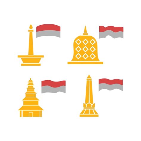 Premium Vector Indonesian Traditional Monuments And Buildings Symbol