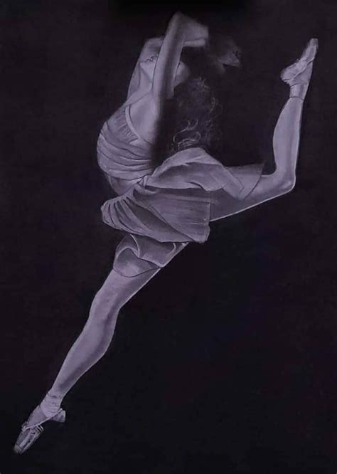 Drawing Ballet Dancer Print In Charcoal And Pencil Etsy
