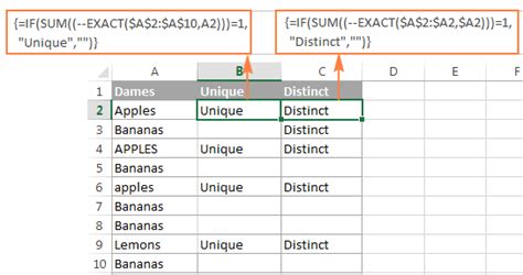 Excel Unique Distinct Values How To Find Filter Select And Highlight