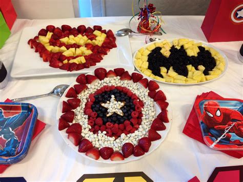 Superhero Fruit Trays Birthday Party Food Superhero Birthday Party