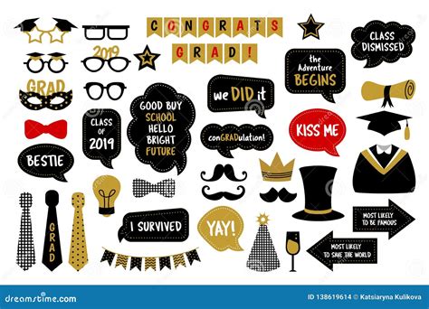 Photo Booth Props For Graduation Party Photobooth Vector Illustration