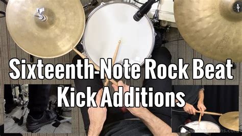 Sixteenth Note Rock Beat Kick Additions Beginner Drum Lesson Youtube