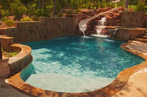 Pool With Slide Hot Tub And Waterfall Pools Pinterest