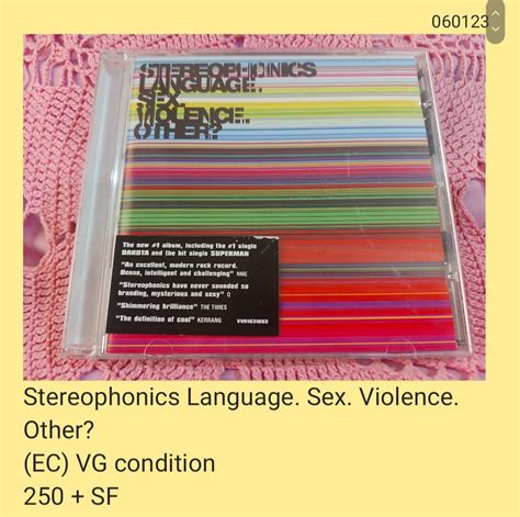 Stereophonics Language Sex Violence Other Cd Unsealed On Carousell