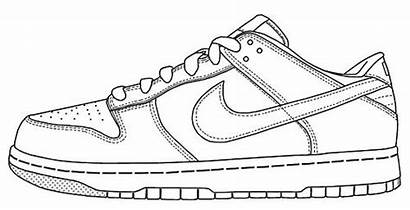 Nike Shoe Drawing Shoes Coloring Outline Jordan