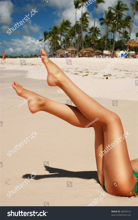 Women S Sexy Legs On The Beach Stock Photo 48695572 Shutterstock