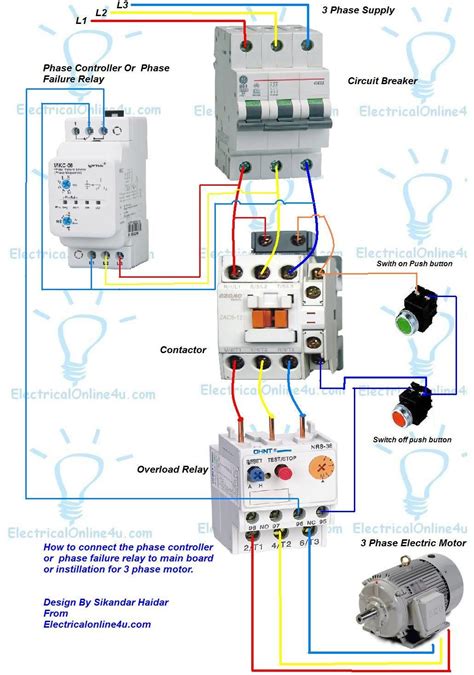 Phase Controller Wiring Phase Failure Relay Diagram Electrical