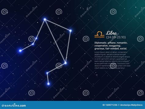 Libra Zodiacal Constellation With Bright Stars Stock Vector