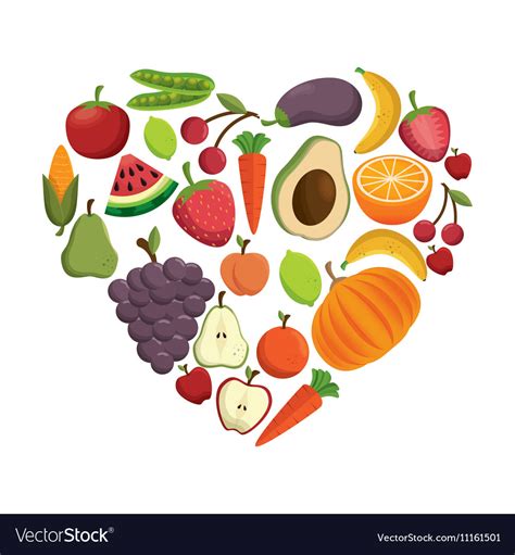 Healthy Food Concept Heart Shape Icon Royalty Free Vector