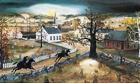 Sleepy Hollow 1991 By Will Moses Lithograph Halloween Folk Art