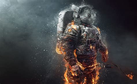 X Astronaut Fire Scifi X Resolution HD K Wallpapers Images Backgrounds Photos