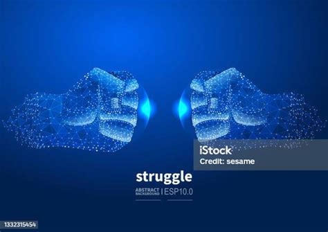 Fight And Contest Two Fists Collide Together Vector Abstract Low