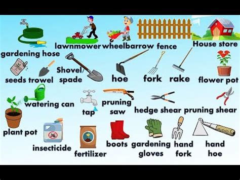 Gardening Tools In The Garden Vocabulary Youtube