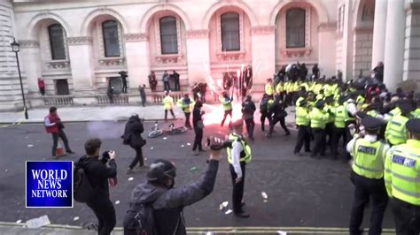 Protesters Clash With Police In Central London Youtube