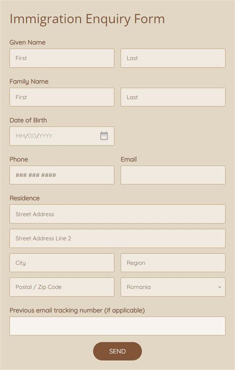 Free Immigration Enquiry Form Template 123formbuilder